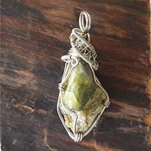 Load image into Gallery viewer, Natural Raw Peridot Gemstone Healing Crystal Pendant White Gold Plated 24 Inch Black Leather Cord- Necklace For Men Jewelry, August Birthstone
