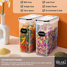 Load image into Gallery viewer, 5PCS Cereal Containers Storage Set, PRAKI BPA Free Airtight Food Storage Container Set with Lids, Kitchen Pantry Organization and Storage for Sugar, Baking Supplies with 20 Labels &amp; Mark(4L Black)

