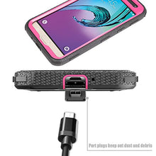 Load image into Gallery viewer, J.west Galaxy J3 Case, J3 (2016) Case, Hard Shock Absorption Full Body Rugged Hybrid Stand Holster Belt Clip Defender Phone Cover for J3, J3 (2016), J3 V, Express Prime, Amp Prime, Galaxy Sky Rose
