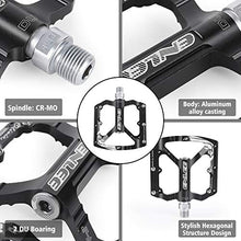 Load image into Gallery viewer, MatyKit S Shape Mountain Bike Pedals of Lightweight, Specialized 9/16" UD Bearings Ultra Strong Colorful CNC Machined Alloy Bicycle Non-Slip Pedal, Anodizing Sealed 3 Bearing Cycling Pedals (Black)

