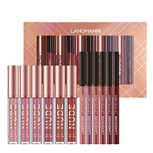 Load image into Gallery viewer, LANGMANNI 6 Matte Lipstick with 6 Lipliners Durable Lip Gloss Long-Lasting Non-Stick Cup Not Fade Waterproof High Pigmented Velvet Lipgloss Kit Beauty Cosmetics Makeup Gift for Girls(12PCS)
