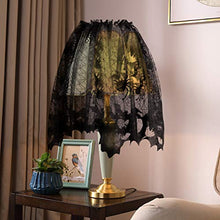 Load image into Gallery viewer, 5pack Halloween Decorations Tablecloth Runner Black Lace Round Spider Cobweb Table Cover Fireplace Mantel Scarf Spiderweb Fireplace Scarf Spider Lampshade with 36pcs Scary 3D Bat for Halloween Party
