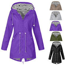 Load image into Gallery viewer, Thenxin Women's Outdoor Waterproof Jacket Zip Up Drawstring Hooded Long Trench Raincoat(Green,XXXXXL)
