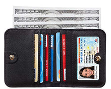 Load image into Gallery viewer, Toughergun Womens Rfid Blocking Small Compact Bifold Leather Pocket Wallet Ladies Mini Purse with ID Window (CH Black)
