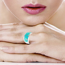 Load image into Gallery viewer, Turquoise Ring Sterling Silver 925 Genuine Gemstones Size 6 to 11 (Turquoise) (8)
