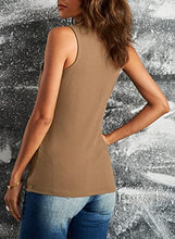 Load image into Gallery viewer, Zecilbo Womens Scoop Neck Sleeveless Ribbed Zipper Tank Top Summer Basic Solid Color Slim Fit Tank Shirts
