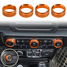 Load image into Gallery viewer, Voodonala Air Conditioner Headlight Switch Knob Trim for 2018-2022 Jeep Wrangler JL JLU Gladiator JT, Orange Aluminum Alloy 4pcs
