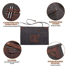 Load image into Gallery viewer, Multipurpose Waxed Canvas Waist Apron Leather Pockets for Men and Women, Heavy Duty Workshop Half Work Tool Apron Waterproof (Black)
