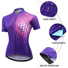 Load image into Gallery viewer, BALEAF Women's Cycling Bike Jersey Short Sleeve Breathable Bicycle Shirt 4 Rear Pockets UPF 50+ Purple L
