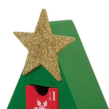 Load image into Gallery viewer, Glitzhome Christmas 25 Days Handcrafted Wooden Tree Countdown Advent Calendar with Drawer Holiday Christmas Decor, Green
