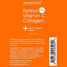 Load image into Gallery viewer, Retinol Vitamin C Collagen | Super Charged Anti-Aging Serum for Face | Pharmaceutical Grade Quality | Helps Smooth &amp; Plump Fine Lines &amp; Wrinkles &amp; Brightens for Younger Skin | 1 fl oz / 30 ml
