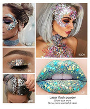 Load image into Gallery viewer, GL-Turelifes Mermaid Sequins Chunky Glitter Liquid Eyeshadow Glitter Body Gel Festival Glitter Cosmetic Face Hair Nails Makeup Long Lasting Sparkling 30g (09# White)
