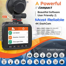 Load image into Gallery viewer, Rove R2-4K Dash Cam Built in WiFi GPS Car Dashboard Camera Recorder with UHD 2160P, 2.4" LCD, 150° Wide Angle, WDR, Night Vision
