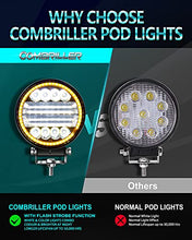 Load image into Gallery viewer, Combriller 3157 LED Bulb White 6000K with Projector Replacement for led reverse lights and Combriller 4.5" Off Road Lighting Spot Flood Combo Beam with Flash Strobe Function Amber Angel Eye-Shape
