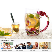 Load image into Gallery viewer, Glass Tea Cup Coffee Mugs &amp; Gifts for Women with Spoon Beautiful Rose Flower Butterfly Glass
