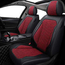 Load image into Gallery viewer, OASIS AUTO OS-006 Leather Car Seat Covers, Faux Leatherette Automotive Vehicle Cushion Cover for 5 Passenger Cars &amp; SUV Universal Fit Set for Auto Interior Accessories Full Set (Burgundy)
