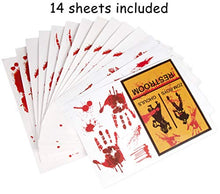 Load image into Gallery viewer, jollylife 126PCS Bloody Footprints Floor Clings - Halloween Handprint Zombie Restroom Sign Decals Vampire Party Decorations Stickers Wall Supplies（14 Sheets）
