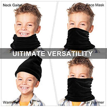 Load image into Gallery viewer, Kids Neck Warmer Gaiter Winter Fleece Snood Thermal Windproof Ski Tube Scarf for Cold Weather, Thick Face Mask for Girls&amp;Boys Black (2 Pack)
