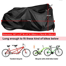 Load image into Gallery viewer, Kotivie Tandem Bicycle Cover Extra Long Bike Storage Cover 2 Seater Bike Cover Trailer Bike Cover Waterproof Sun Protection Black
