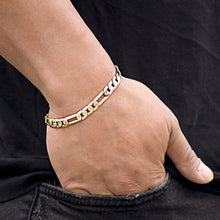 Load image into Gallery viewer, Lifetime Jewelry Diamond Cut 7mm Figaro Bracelet for Men 24k Real Gold Plated (8)
