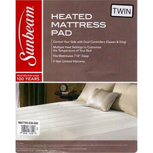 Load image into Gallery viewer, Sunbeam Thermofine Quilted Striped Heated Electric Mattress Pad Twin Size
