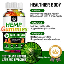 Load image into Gallery viewer, (3 Pack) Hemp Gummies 600,000mg Extra Strength -180ct - Promotes Focus Calm, Sleep and Calm Mood, 100% Natural Hemp Oil Extract Infused Gummies, Vegan, Non-GMO, Gluten-Free
