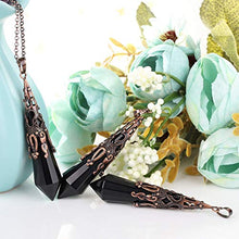 Load image into Gallery viewer, JOVIVI Natural Black Obsidian Crystal Necklace 12 Facted Therapy Healing Dowsing Divination Pendulum Pendant Reiki Charged Chakra Balancing
