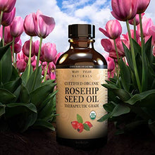 Load image into Gallery viewer, Organic Rosehip Seed Oil (4 oz), USDA Certified by Mary Tylor Naturals, Cold Pressed, Unrefined, Natural Moisturizer For Face Hair Skin and Nails, 100% Pure Rose Hip oil
