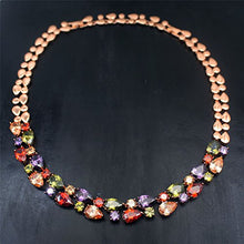 Load image into Gallery viewer, Vanessa Rose Gold Multi Gemstone Jewelry Sets for Women,Sparkling Garnet Amethyst Morganite Peridot Topaz (Necklace)
