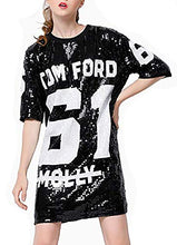 Load image into Gallery viewer, Antique Style Womens Fashion Sparkle Glitter Sequins Paillette Hip Hop Shirt Tank Top Loose Dancing Tees Black
