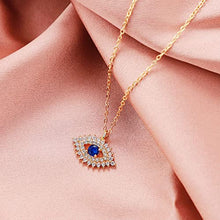 Load image into Gallery viewer, MEVECCO Gold Dainty Evil Eye Necklace for Women 18K Gold Plated Cute Delicate Solitaire Cubic Zirconia Boho Protection Evil Eye Minimalist Simple Necklace Gift
