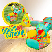 Load image into Gallery viewer, Children’s 5pc Pop Up Play Tent with Ball Pit &amp; Crawl Tunnel – Pretend Playhouse for Kids, Toddlers, Boys, Girls, Indoors &amp; Outdoors – Target Game with 4 Dart Balls – with Carry Case
