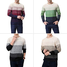 Load image into Gallery viewer, LongPing Mens Fashion Crewneck Striped Pullover Sweater Soft Thermal Cotton Knitted Color Block Sweaters(my235Red-X-Large)
