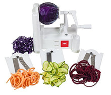 Load image into Gallery viewer, Paderno World Cuisine 3-Blade Vegetable Slicer / Spiralizer, Counter-Mounted and includes 3 Stainless Steel Blades
