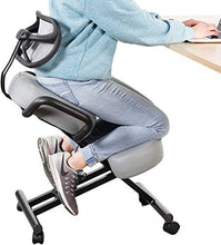 Load image into Gallery viewer, DRAGONN (by VIVO) Ergonomic Kneeling Chair with Back Support, Adjustable Stool for Home and Office with Angled Seat for Better Posture - Thick Comfortable Cushions, Gray (DN-CH-K02G)
