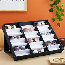 Load image into Gallery viewer, Juvale 18 Slot Sunglasses Storage Case, Glasses Tray, Multiple Eyeglasses Organizer Box (Black, 19 x 15 inches)
