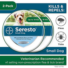 Load image into Gallery viewer, Seresto Flea and Tick Collar for Dogs, 8-Month Flea and Tick Collar for Small Dogs, Up to 18 Pounds, 2-Pk
