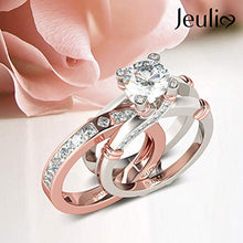 Load image into Gallery viewer, JEULIA Diamond Band Rings for Women cz Sterling Silver Interchangeable Ring Sets Wedding Engagement Anniversary Promise Ring Bridal Sets
