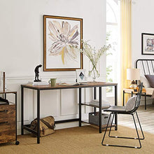 Load image into Gallery viewer, VASAGLE Computer Desk, 55-Inch Writing Desk, with 2 Shelves on Left or Right, Stable Steel Frame, Easy Assembly, Rustic Brown and Black ULWD55X
