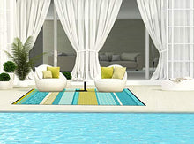 Load image into Gallery viewer, Green Decore Prime Plastic Stain Proof Reversible Fade Resistant Premium Patio Outdoor Rug (Turquoise Blue Green, 6x9)
