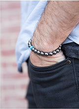 Load image into Gallery viewer, Believe London Hematite Magnetic Therapy Bracelet with Jewelry Bag &amp; Meaning Card | Strong Elastic | Precious Natural Stones Healing
