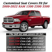 Load image into Gallery viewer, Coverado Car Seat Covers Full Set, Dodge RAM Seat Cover Waterproof Leather Protector Fit 2009-2022 1500 2010-2022 2500 3500 Truck Pickup CrewCab with Curved Back Bench, Blue
