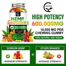 Load image into Gallery viewer, (3 Pack) Hemp Gummies 600,000mg Extra Strength -180ct - Promotes Focus Calm, Sleep and Calm Mood, 100% Natural Hemp Oil Extract Infused Gummies, Vegan, Non-GMO, Gluten-Free
