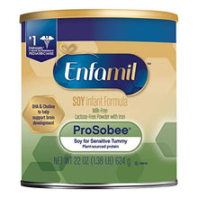 Load image into Gallery viewer, Enfamil ProSobee Soy Sensitive Baby Formula, Dairy-Free Lactose Free Plant Protein Milk Powder, 22 ounce - Omega 3 DHA, Iron, Immune &amp; Brain Support
