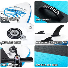 Load image into Gallery viewer, RAYSEA Inflatable Stand Up Paddle Board 10'6"x32"x6" (18.6lbs) Ultra-Light SUP with Accessories Backpack,Non Slip Deck,Paddle,Leash, Pump, Fin,Youth &amp; Adult Stand Up Boat
