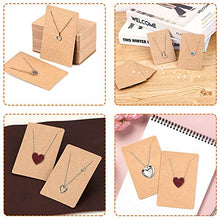Load image into Gallery viewer, Earring Cards, Anezus 100 Pcs Earring Display Cards Earring Holder Cards with 200 Earring Backs and 100 Self- Sealing Bags for Earrings Necklace Jewelry Display, Kraft Color 3.5x2.4 Inches
