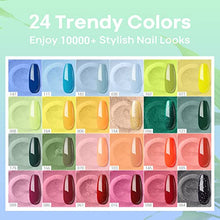 Load image into Gallery viewer, Modelones 24 Colors Acrylic Powder Set, Spring Summer Nail Acrylic Powder, Blue Green Glitter Acrylic Nail Powder, Pigmented Acrylic Powder for 3D Easter Nail Art, Nail Extension French Nail
