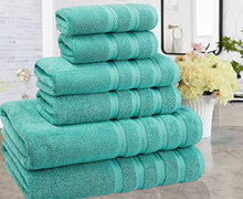 Load image into Gallery viewer, American Soft Linen 6-Piece 100% Turkish Genuine Cotton Premium &amp; Luxury Towel Set for Bathroom &amp; Kitchen, 2 Bath Towels, 2 Hand Towels &amp; 2 Washcloths [Worth $72.95] - Turquoise Blue
