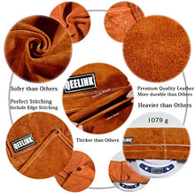 Load image into Gallery viewer, QeeLink Leather Welding Apron - Heat &amp; Flame-Resistant Heavy Duty Work Forge Apron with 6 Pockets, 42" Large &amp; Cross Back Extra Long Strap, Adjustable M to XXXL for Men &amp; Women (Brown)
