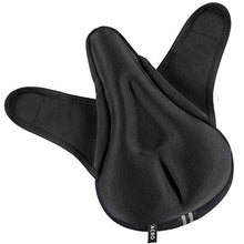 Load image into Gallery viewer, Zacro Gel Bike Seat Cover - Extra Soft Gel Bicycle Seat with Cross Straps and Reflecting Strip of The Bottom, Bike Saddle Cushion with Water&amp;Dust Resistant Cover (Black)
